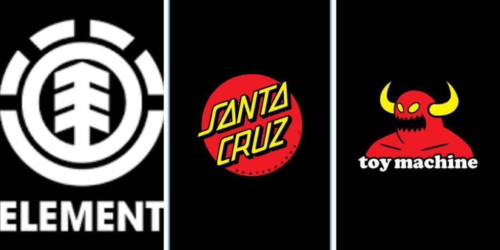 most popular skateboard brand-element, santa cruz, toy machine