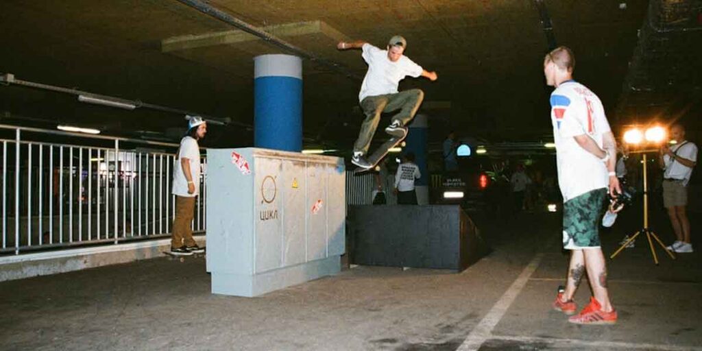 skateboarding in alternative places. Can you skateboard in the rain? image